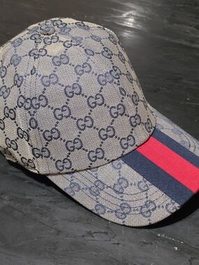 Gucci Monogram Baseball Cap with Signature Web Stripe